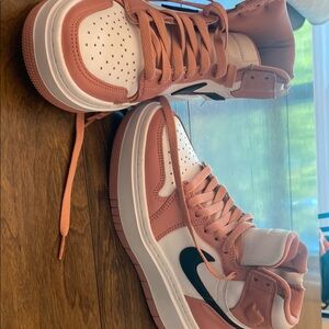 Nike Women's Pink and White High-Top Sneakers